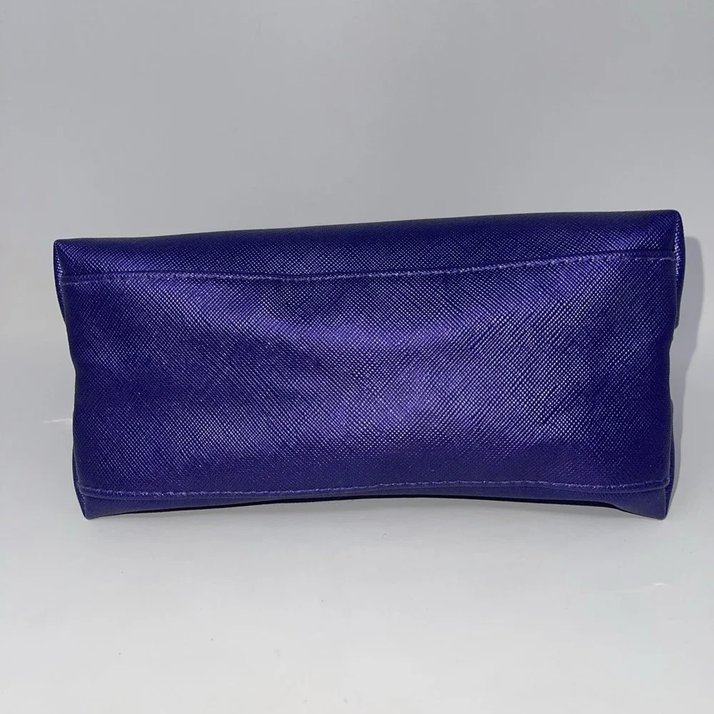La mer purple‎ Blue metallic Dome cosmetic bag Orange Inside